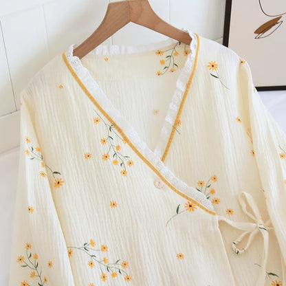 Orange Trim Kimono Pjs