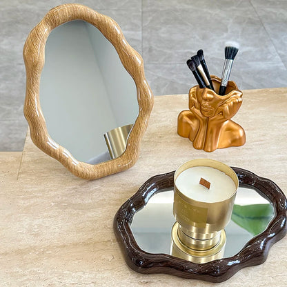 Irregular Wooden Vanity Mirror
