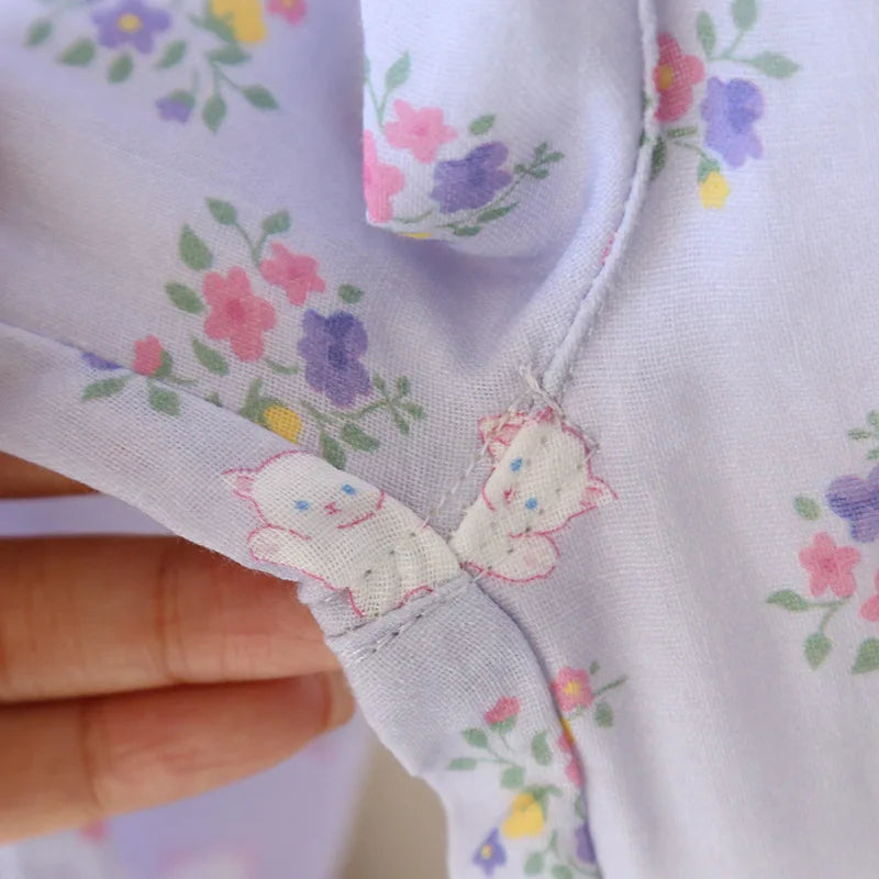 Floral Round Neck Pyjama Set Creative Femininity