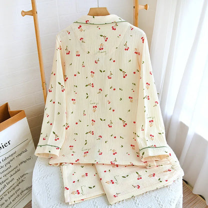 Red Cherry Print Cotton Pyjamas