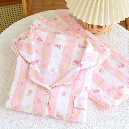 Pink & White Striped Coquette Pjs