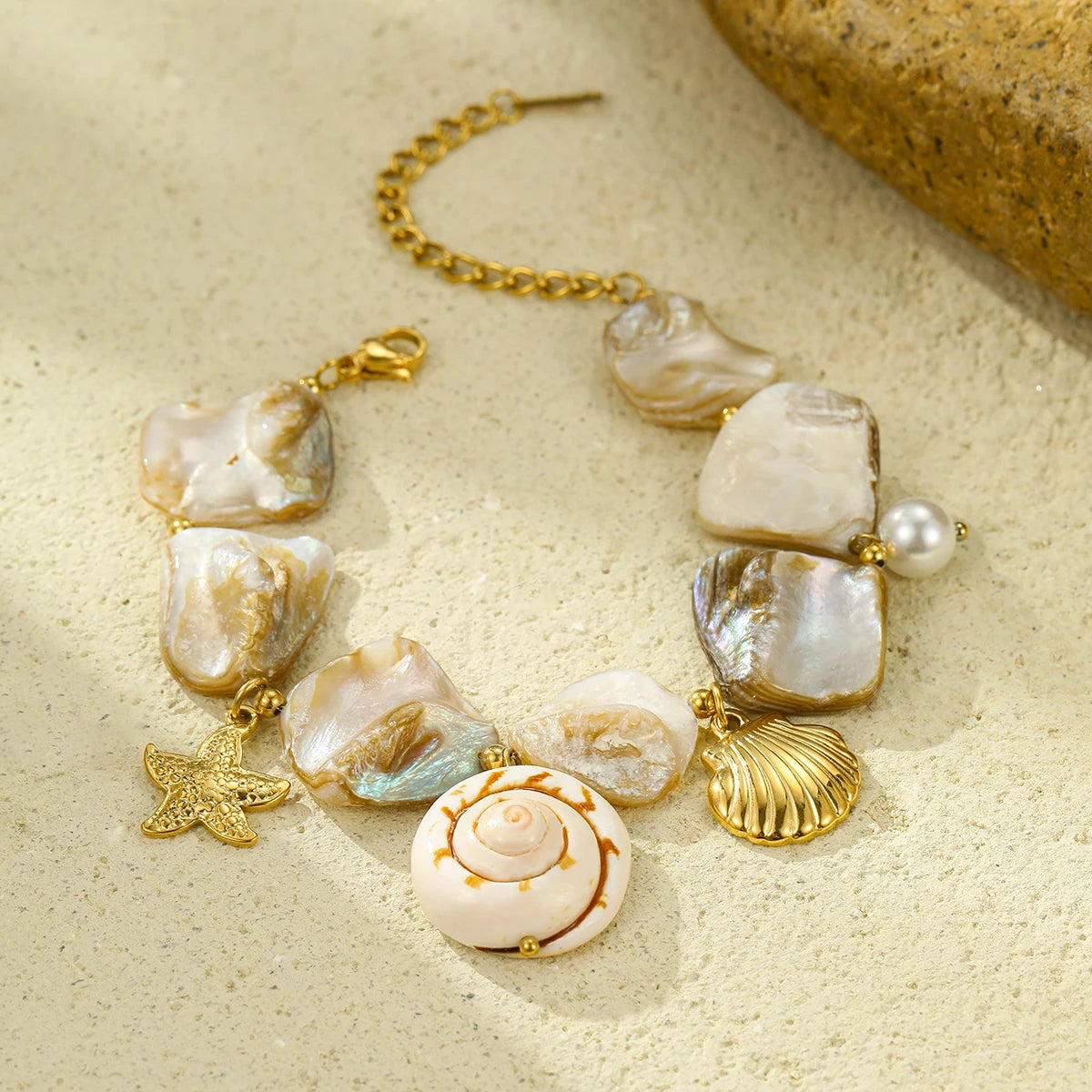 Pearl & Gold Conch Shell Necklace Set