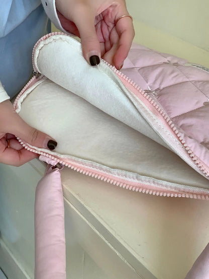 Pink Bow Quilted Laptop Bag