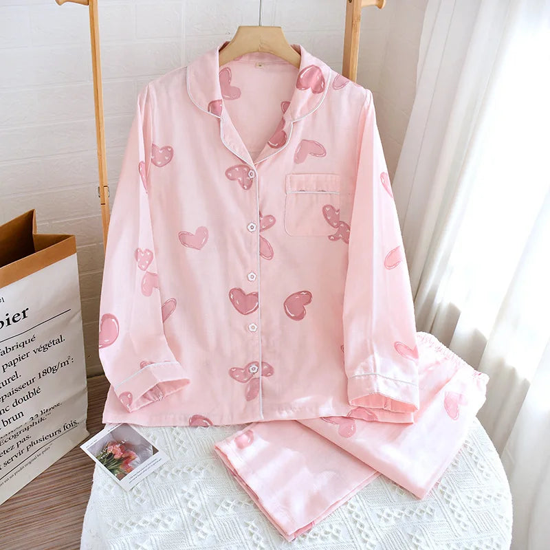 Pink Heart Pattern Pyjamas Pink Love Heart Pjs - Creative Femininity