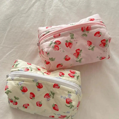 Quilted Strawberry Make Up Case