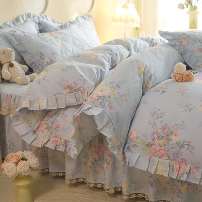 Shabby Chic Floral Duvet Cover With Ruffle Edge - All Colours