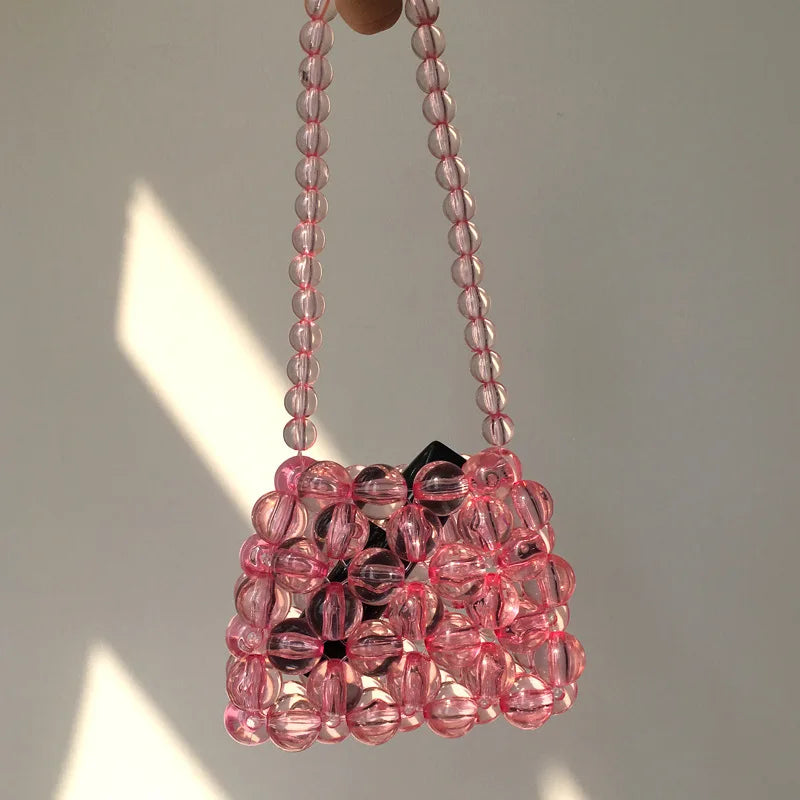 Mini Pink Beaded Handbag