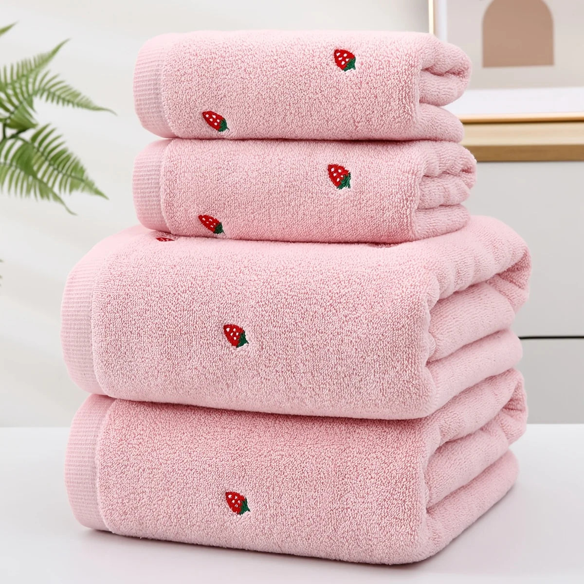 Cotton Bath Towel Set Strawberry Creative Femininity