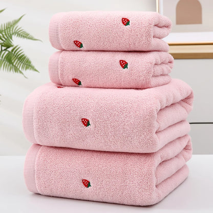 Cotton Bath Towel Set Strawberry Creative Femininity