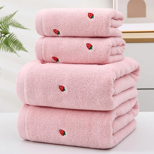 Cotton Bath Towel Set Strawberry Creative Femininity
