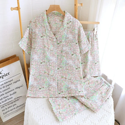 Cotton Floral & Bunny Print Pyjamas Set