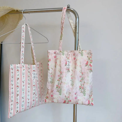 Pink Floral Vintage Tote Bags
