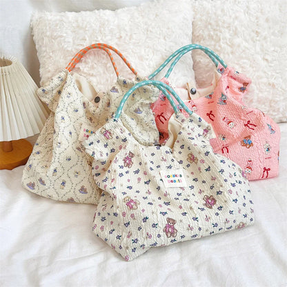 cute small tote bag with flower print 
