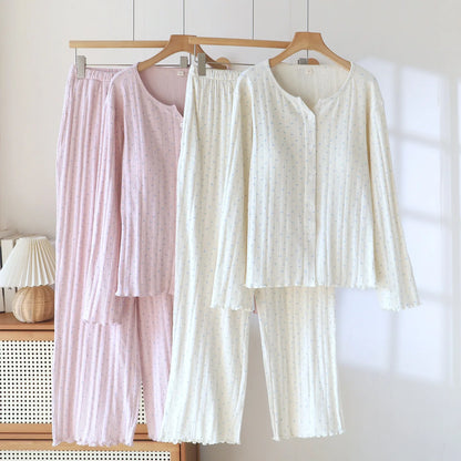 Women Pajamas with padded cups Spring summer Sleepwear Female 2 Piece Set Nightwear floral print Lady Pyjamas Loungewear Creative Femininity