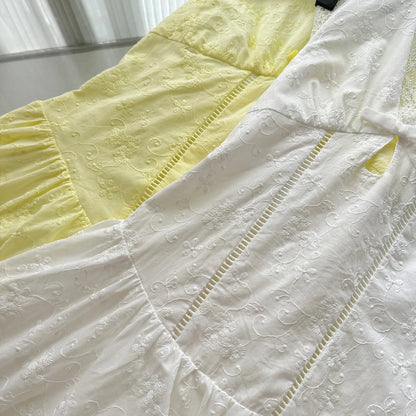 Yellow Lace Halter Mini Sundress