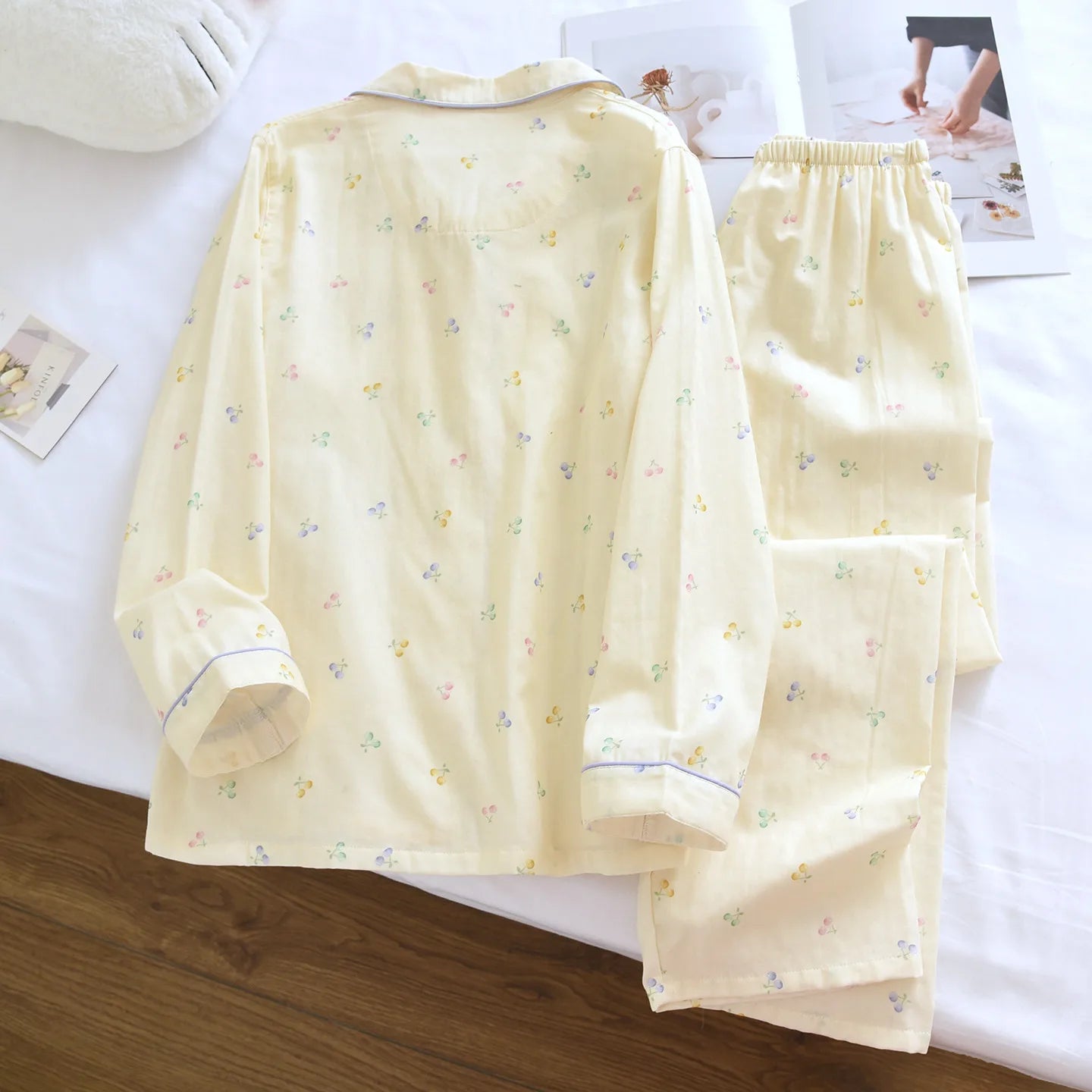 Buttercup Cherry Pjs With Blue Pipping 