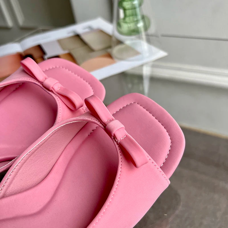 Pink Bow Slipper Mules
