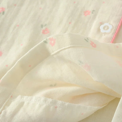 Cream & Pink Floral Cotton Pjs