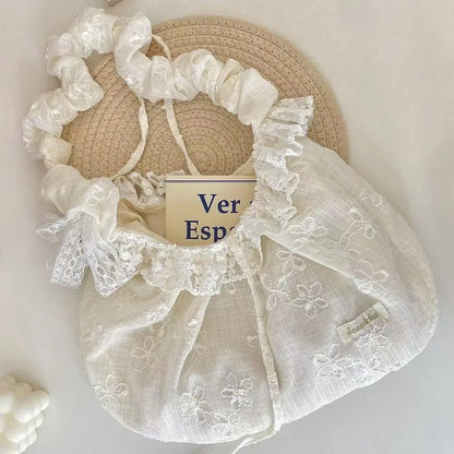 Broderie Lace Ruffle Shoulder Bag