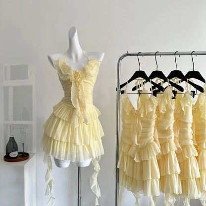 Yellow halter fairy dress 
