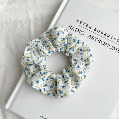blue floral scrunchie