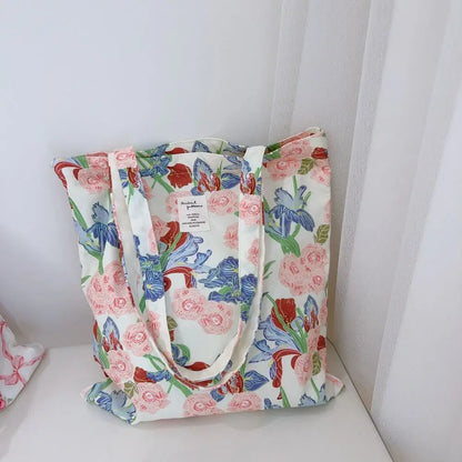 blue floral tote bag 