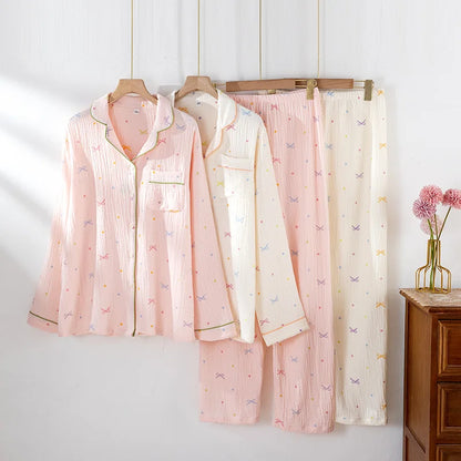cotton pjs with bows 