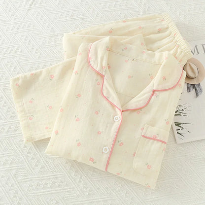 cream pjs with pink flowers