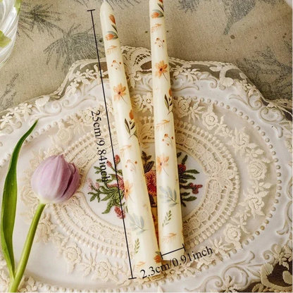 hand painted floral tall candle 