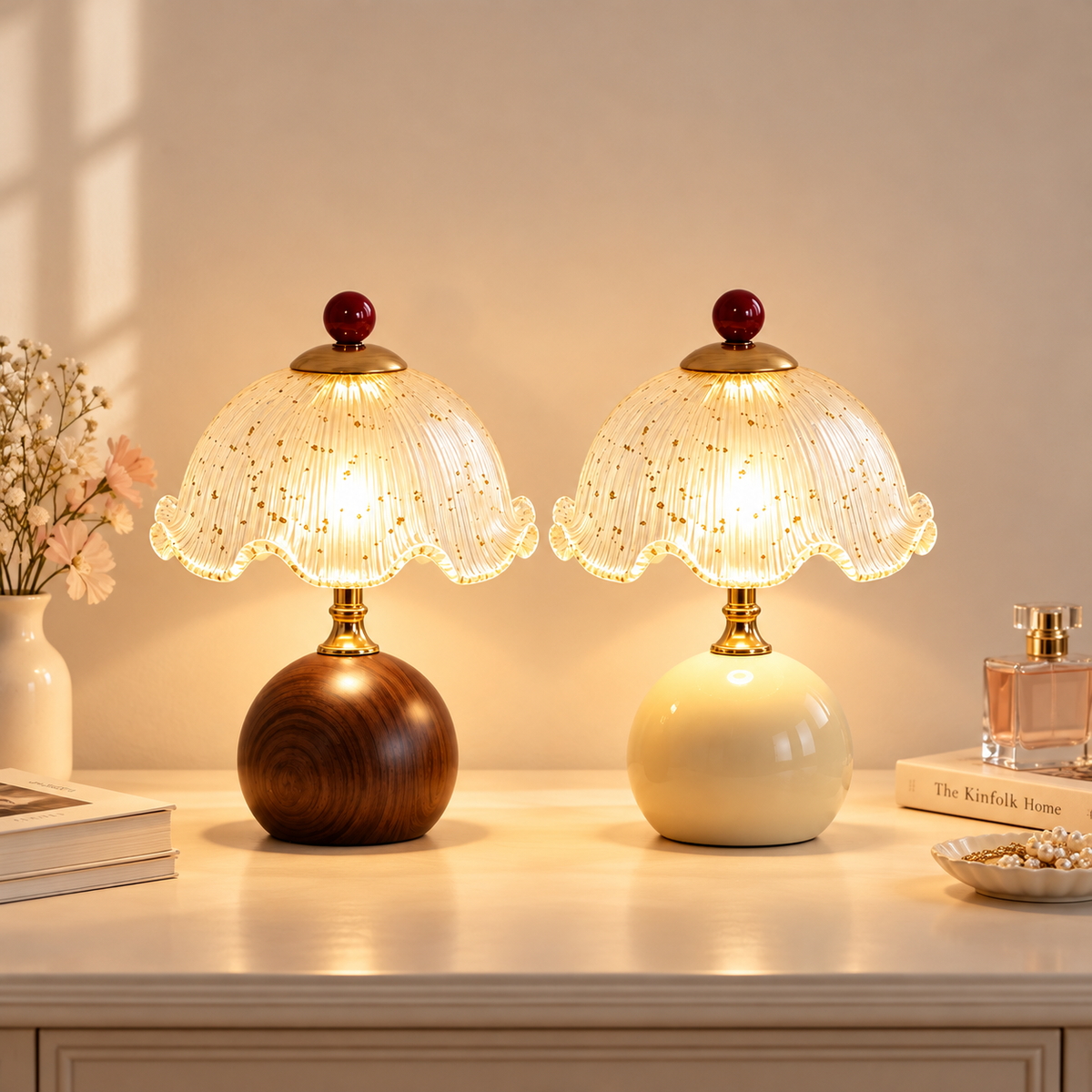 Vintage Glass Mushroom Lamp Creative Femininity