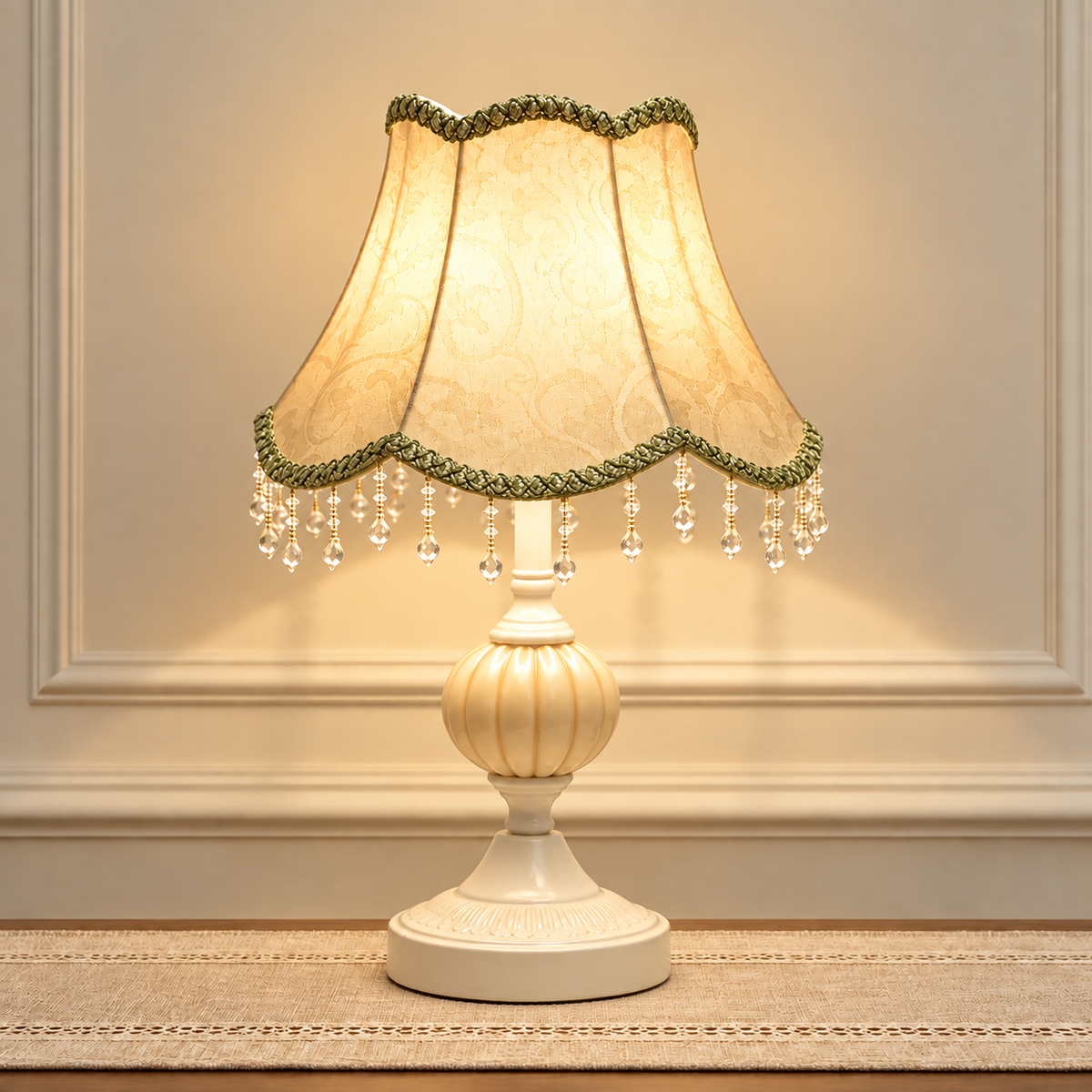 Vintage Floral Glass Tassel Lamp Creative Femininity