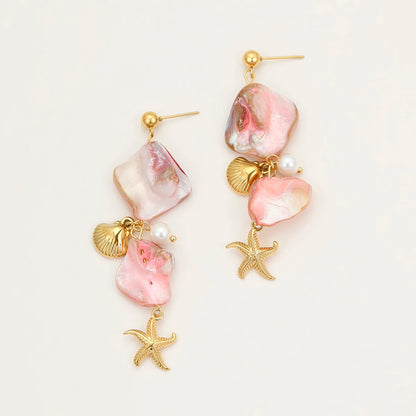 pink and gold shell earrings 