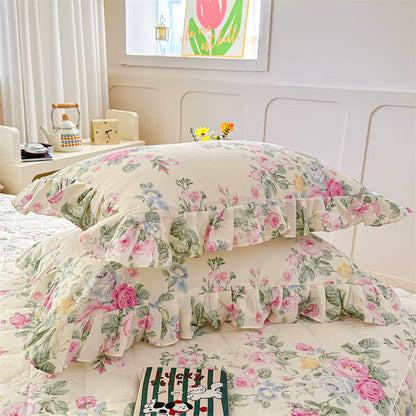 Vintage Floral Frilly Bedding Set