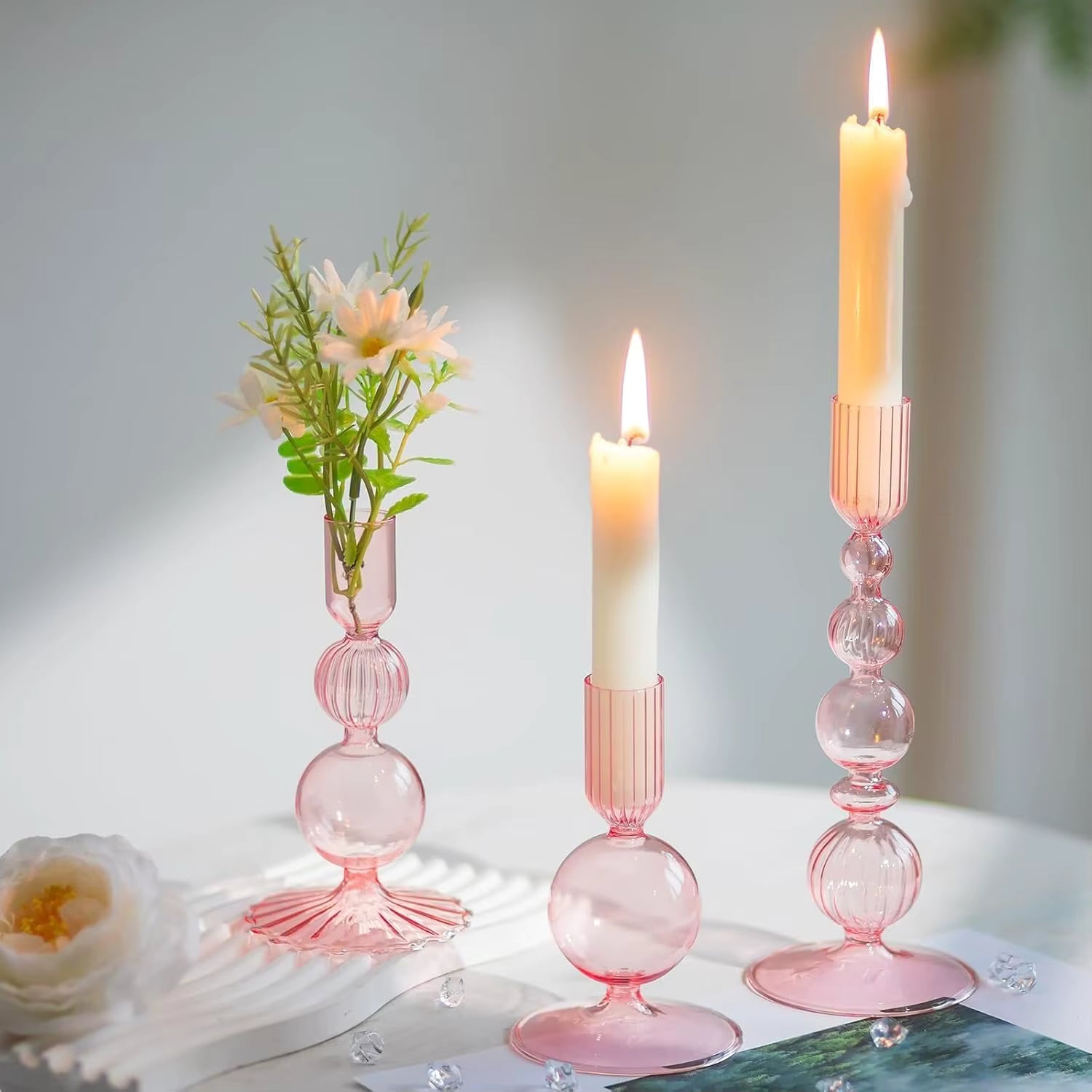 Pink Nordic Glass Vase & Candle Holder CreativeFemininity