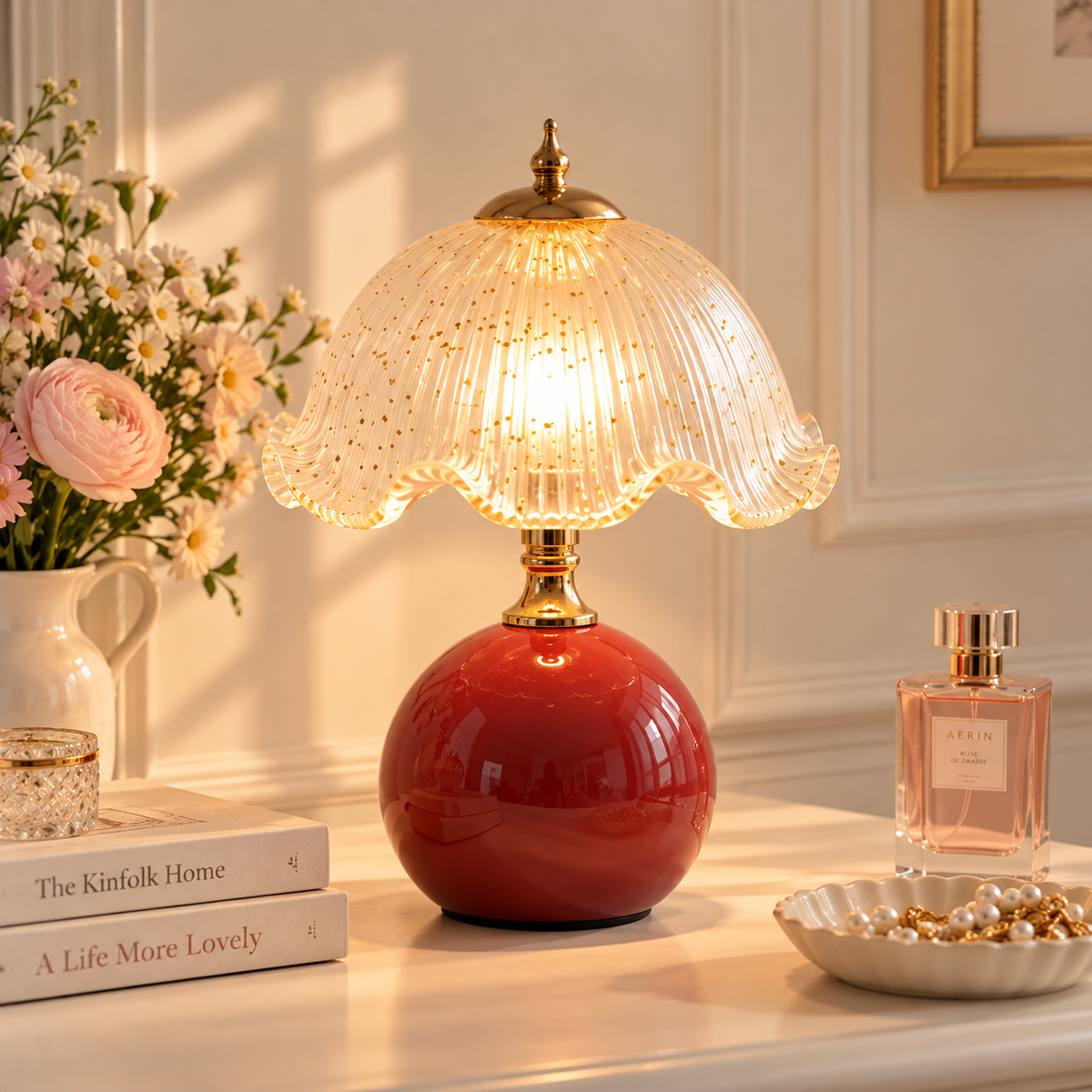 Vintage Glass Mushroom Lamp Creative Femininity