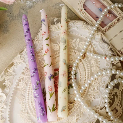 romantic hand painted tall candles 
