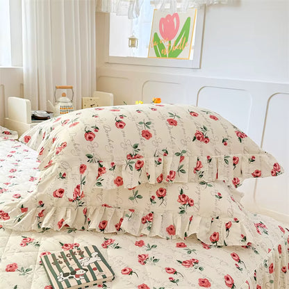 Vintage Floral Frilly Bedding Set