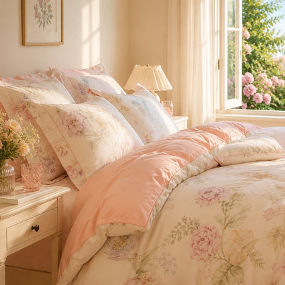 Wild Flower Peach Duvet Cover Set Creative Femininity