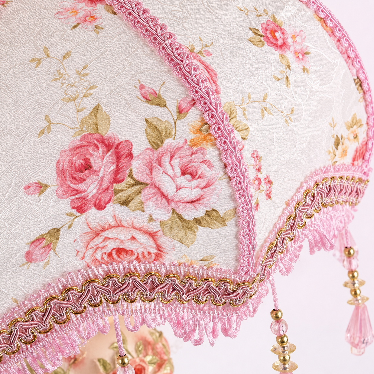 Rococo Pink Floral Tassel Lamp Creative Femininity