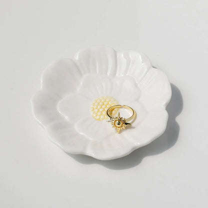 white flower trinket dish 