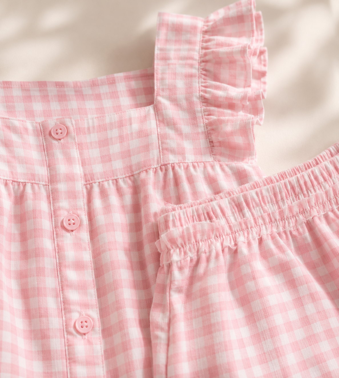 Gingham Short Pj Set - Pink/Yellow/Purple CreativeFemininity