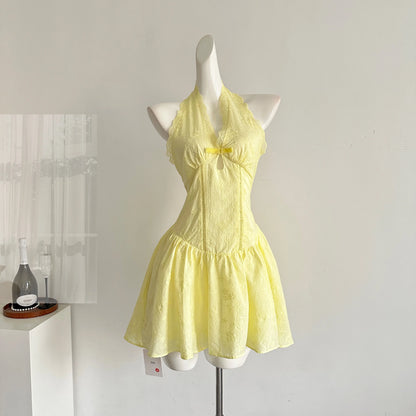 yellow lace fairy mini dress