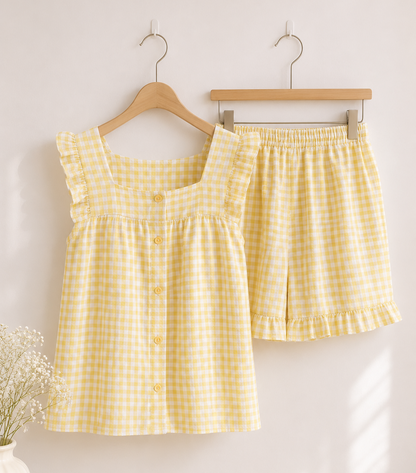 Yellow plaid pj set - CreativeFemininity