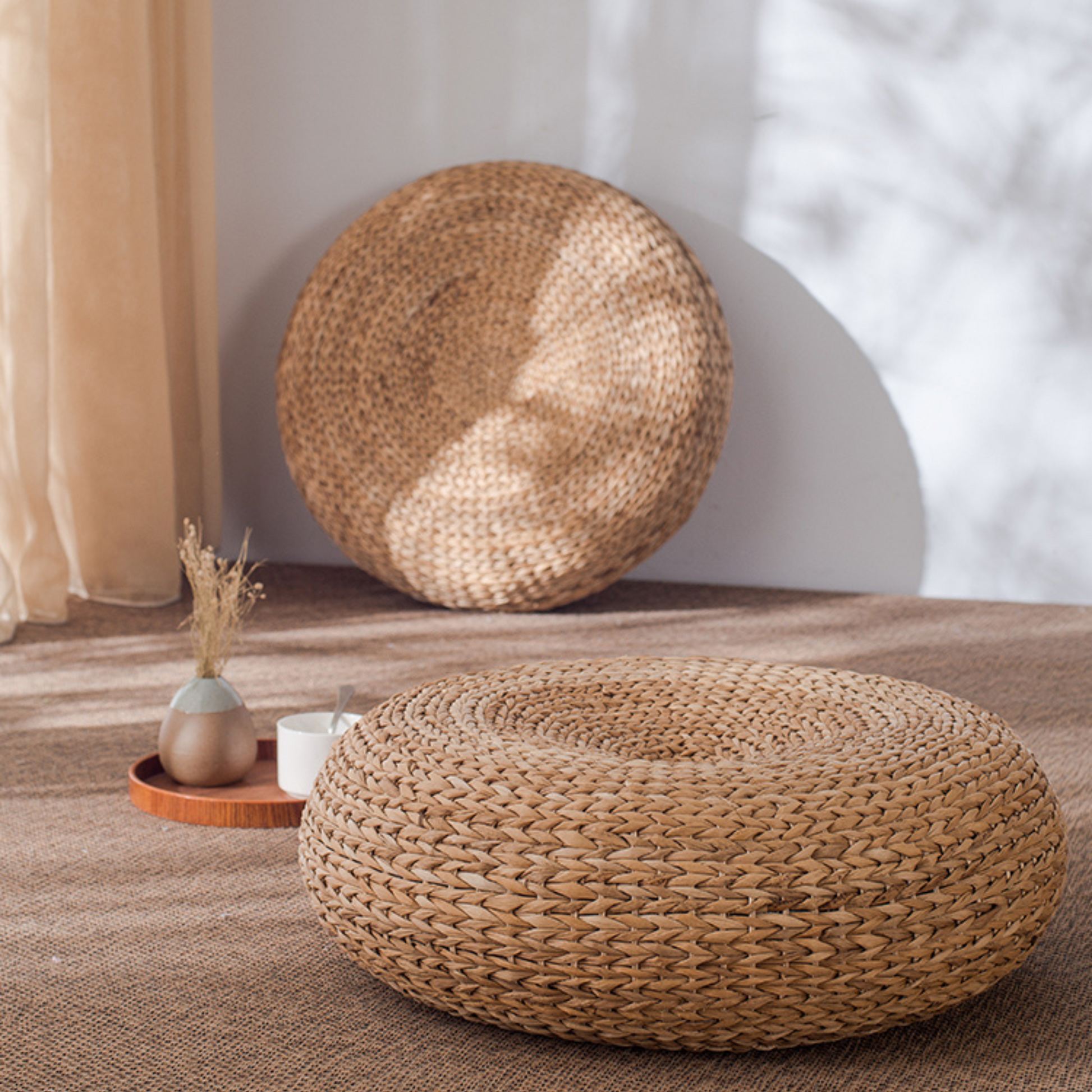 Rattan ottoman cushion deals