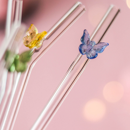 Glass Butterfly Birthday Straws