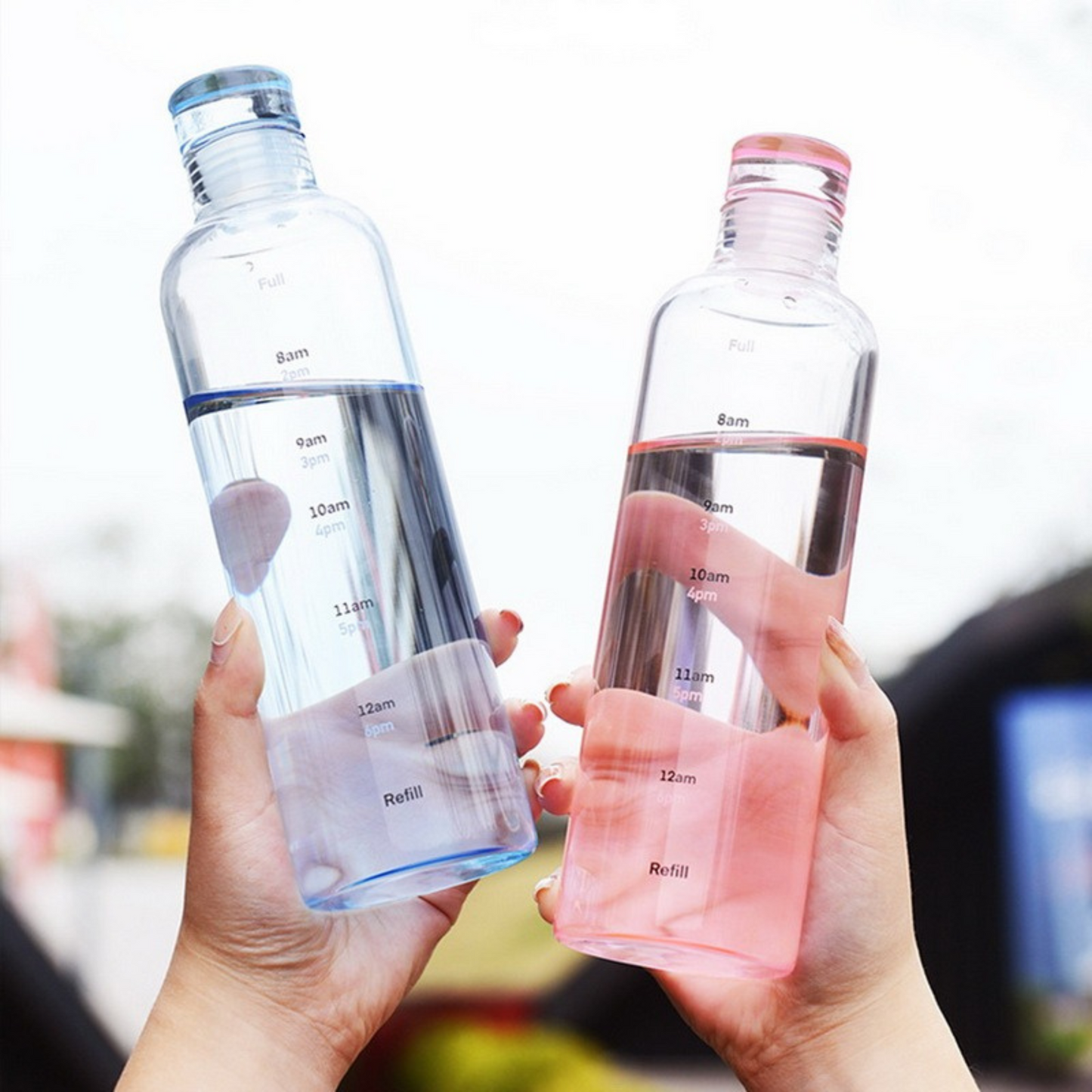 Time Scale Glass Water Bottle - All Colours