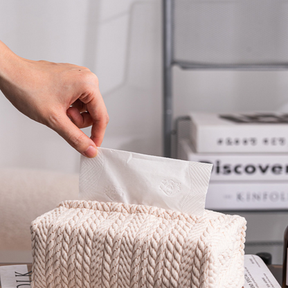 Woven Tissue Box Holder - White/Brown