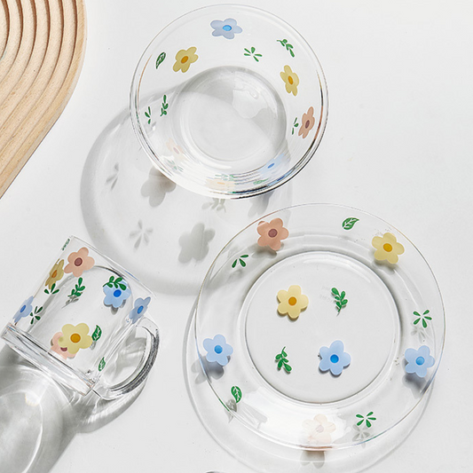 floral ditsy glass plate 