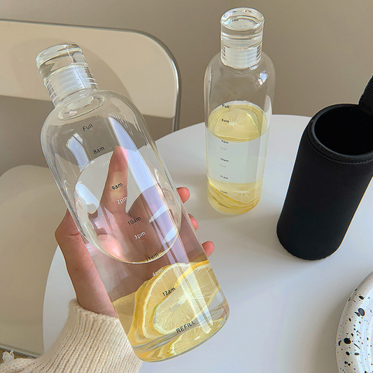 Glass transparent trendy water bottle