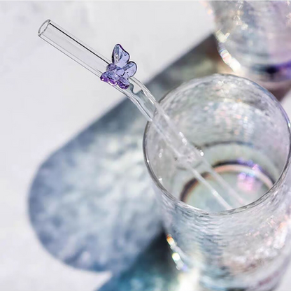 Glass Butterfly Birthday Straws